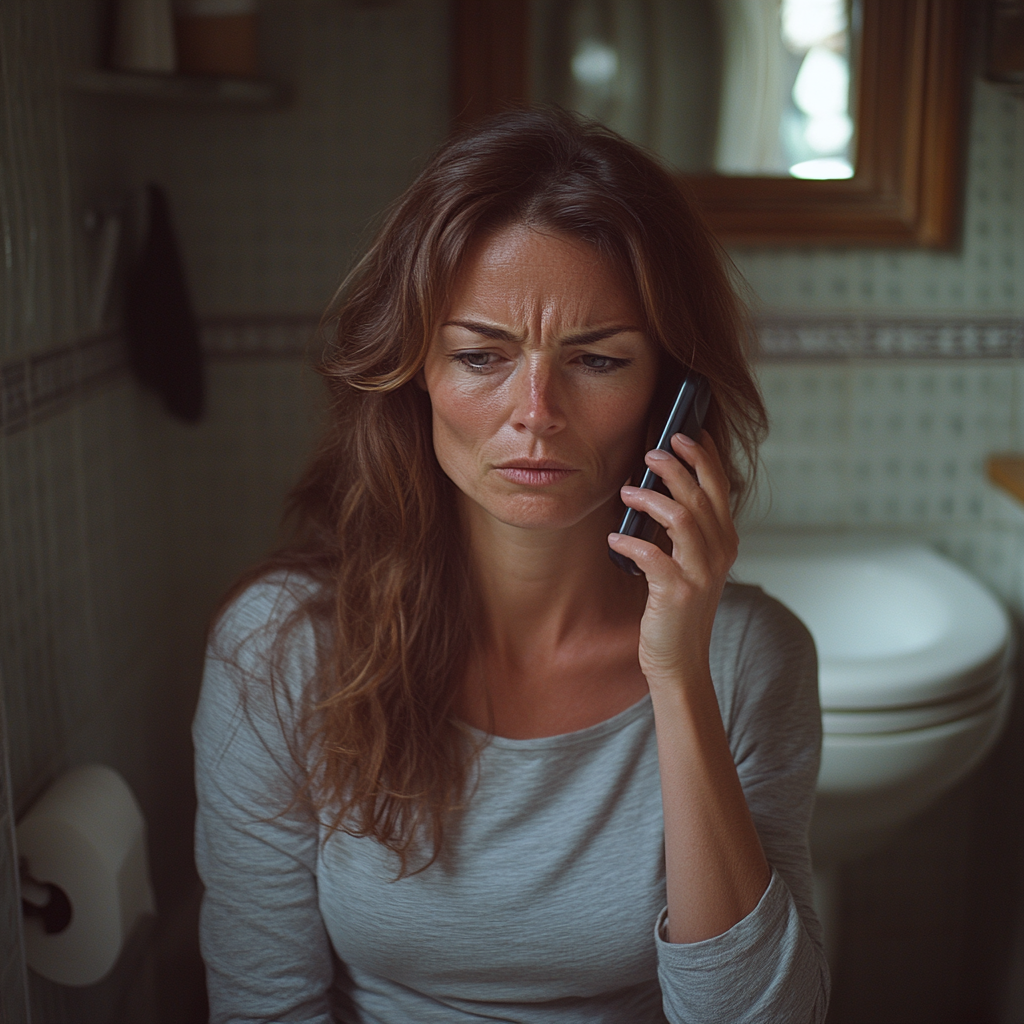 A woman frowning while on the phone | Source: Midjourney