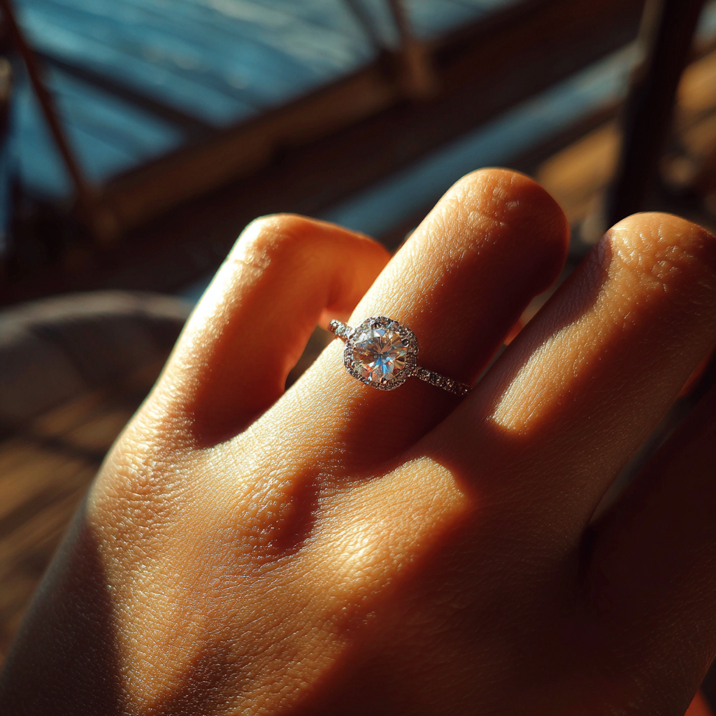 An engagement ring on a woman's hand | Source: Midjourney