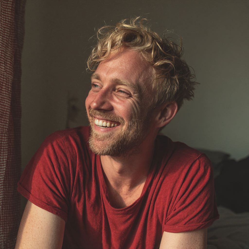A man laughing by the window | Source: Midjourney