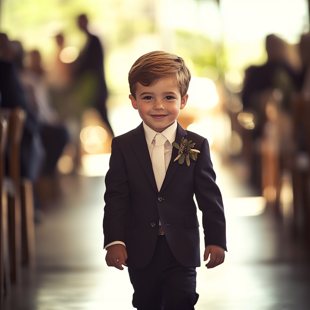 A smiling ring bearer | Source: Midjourney