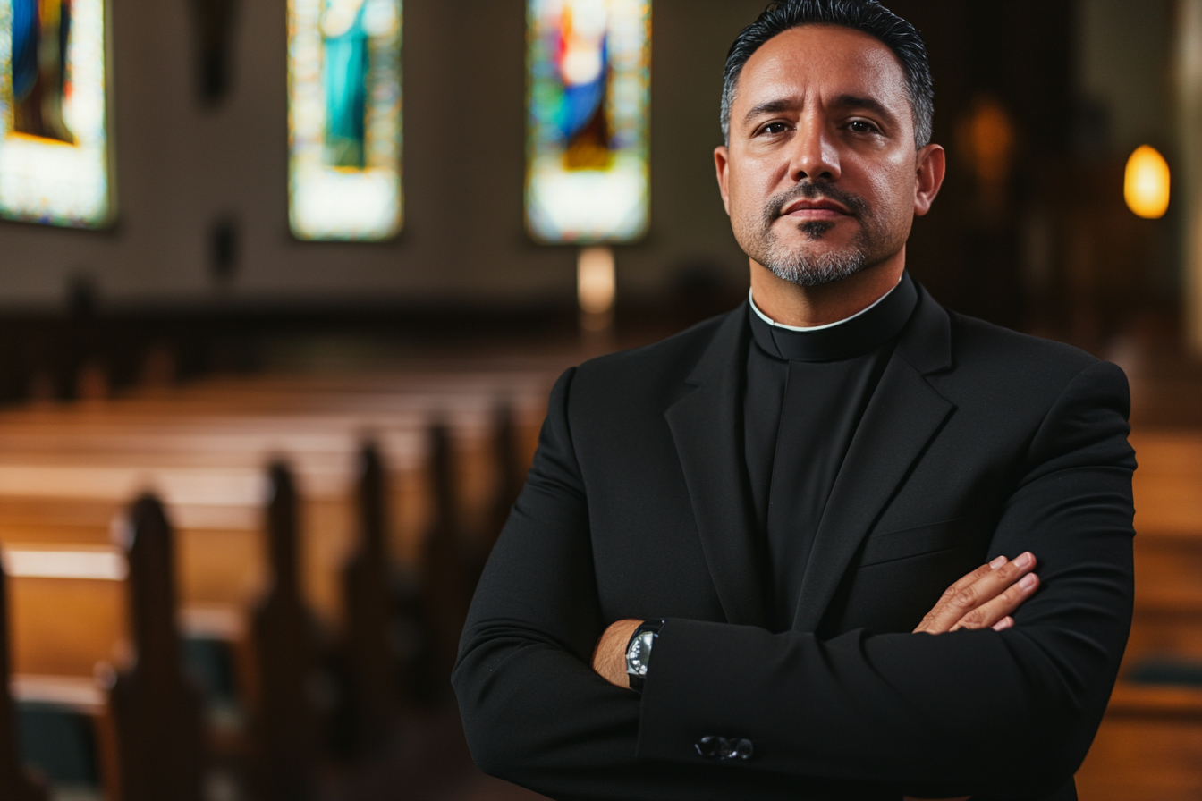 A priest in a church | Source: Midjourney