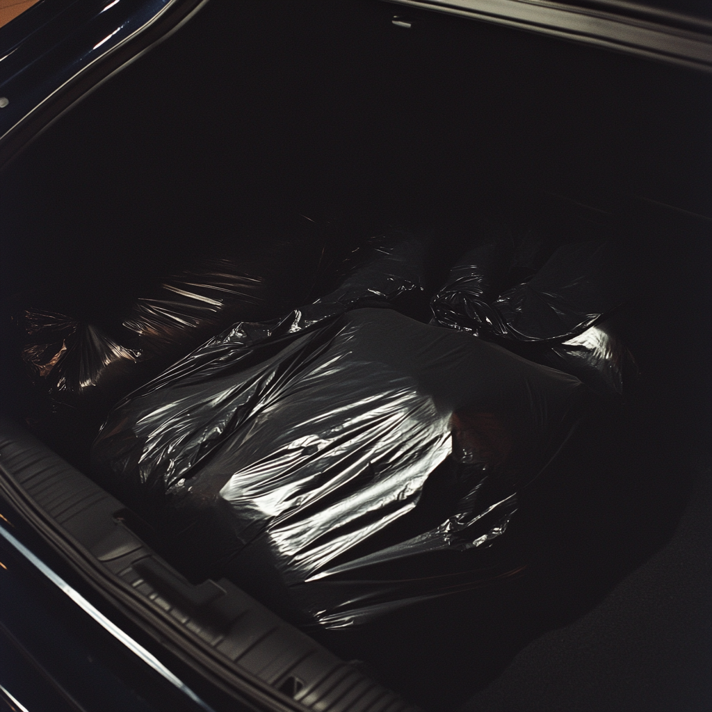 Black bags in the trunk of a car | Source: Midjourney