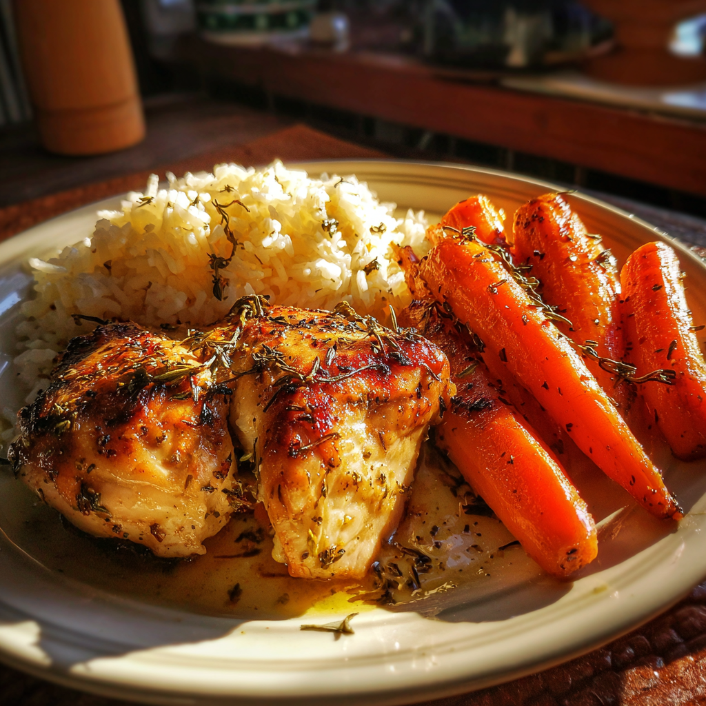 A plate of food on a table | Source: Midjourney
