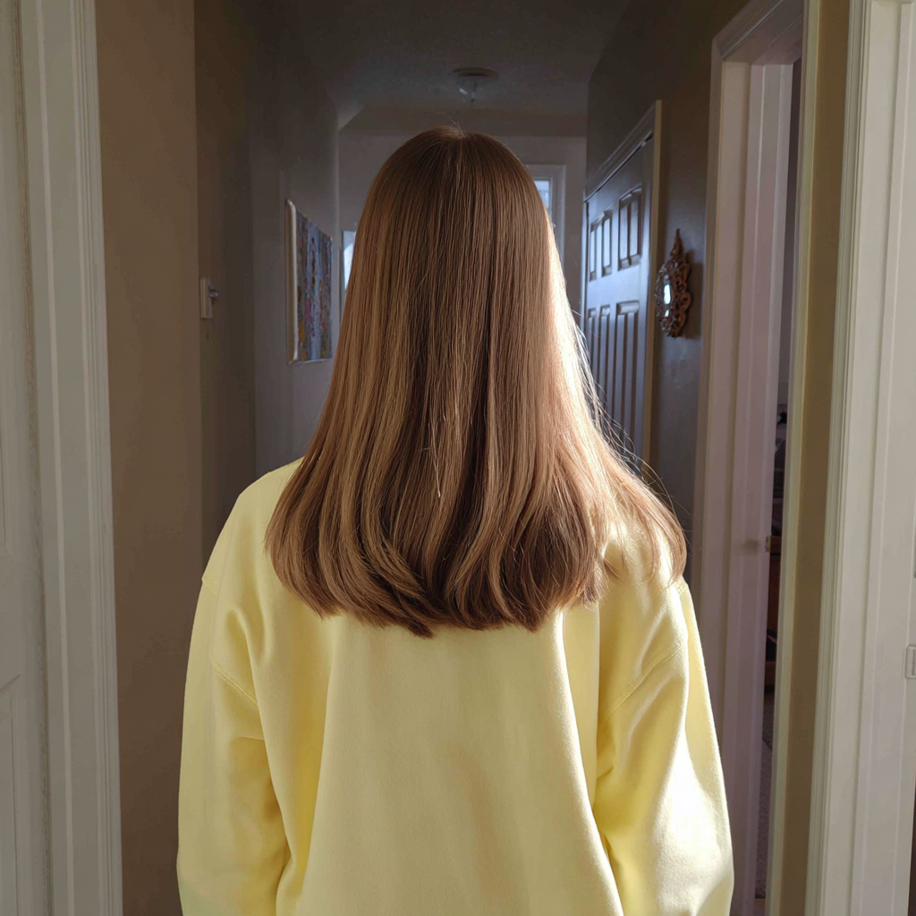 A girl walking down a hallway | Source: Midjourney