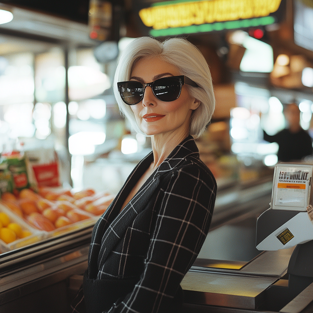 A woman smiling in a store | Source: Midjourney