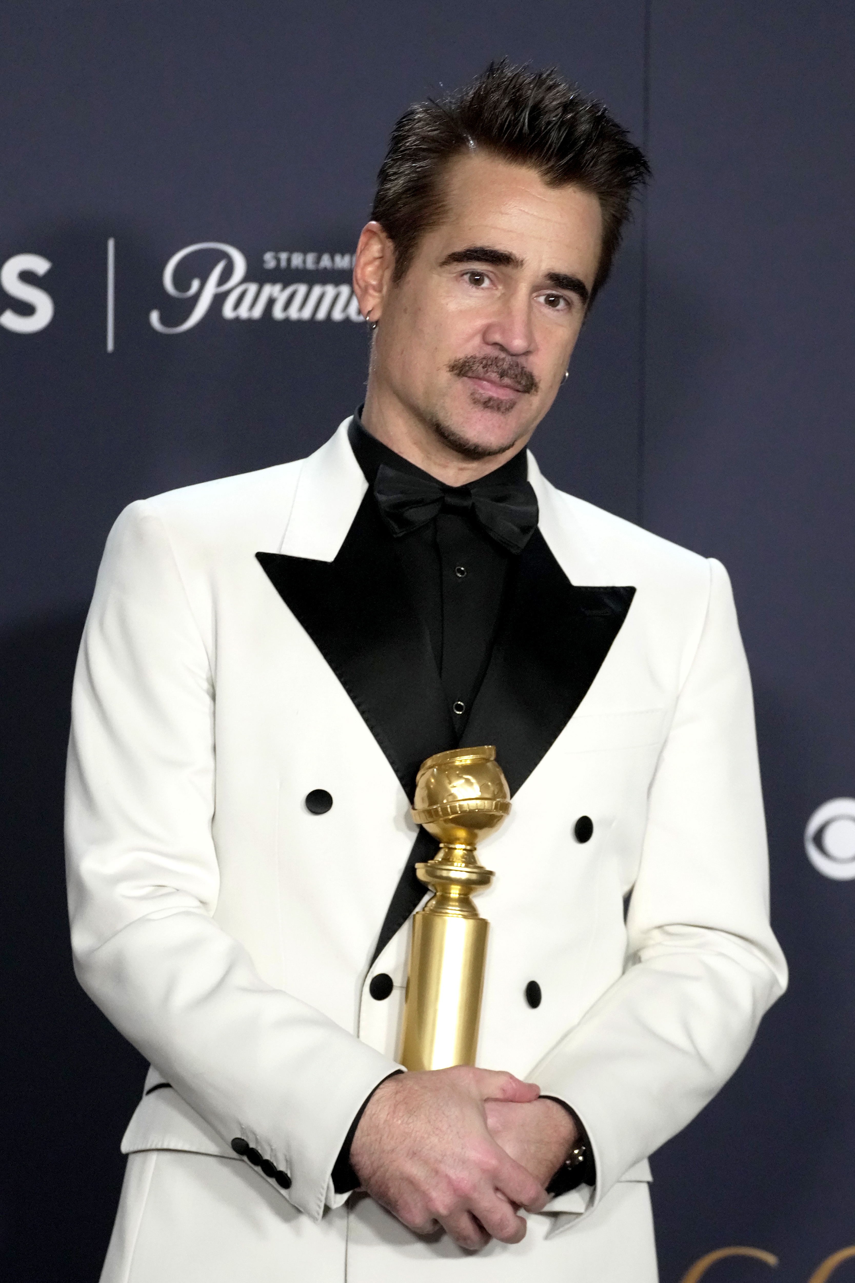 Colin Farrell after winning of Best Performance by a Male Actor in a Limited Series, Anthology Series or a Motion Picture Made for Television for "The Penguin" at the 82nd Annual Golden Globe Awards on January 5, 2025, in Beverly Hills, California | Source: Getty Images