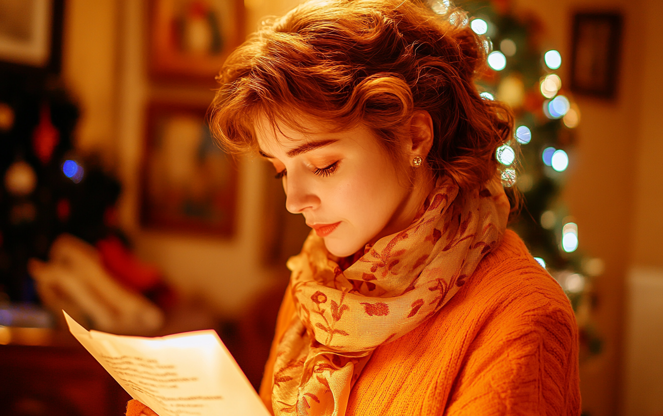 A middle-aged woman reading a letter | Source: Midjourney