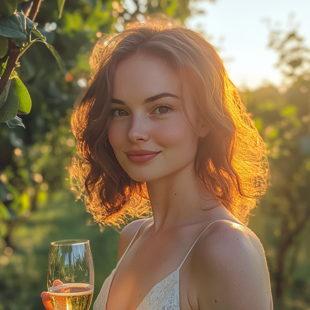 A bridesmaid with a flute of champagne | Source: Midjourney