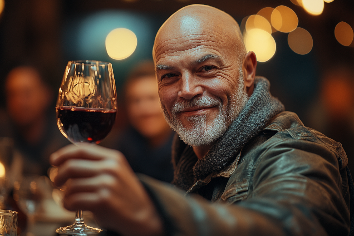 Senior man holding a glass of wine | Source: Midjourney