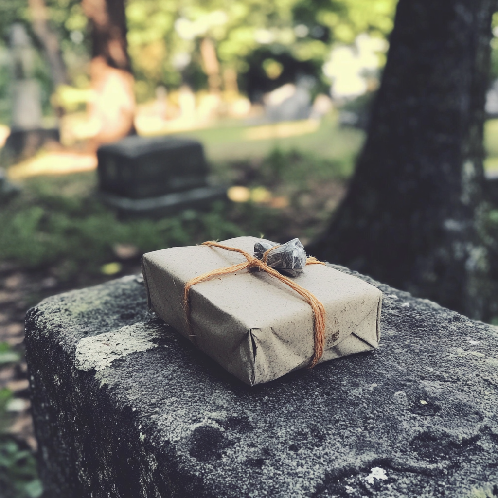 A package in a cemetery | Source: Midjourney