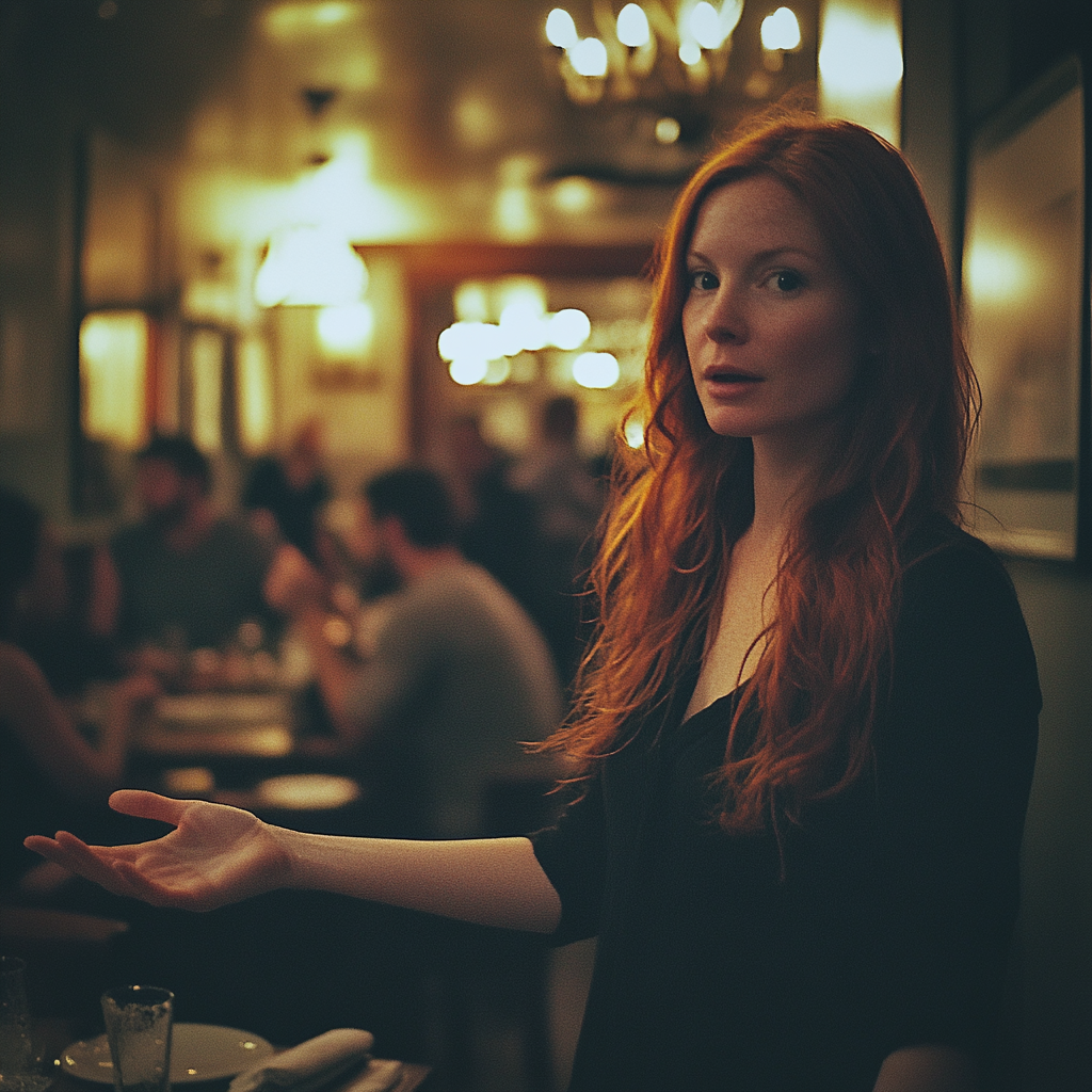 A woman standing in a restaurant | Source: Midjourney