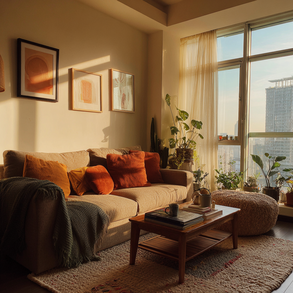 The interior of a cozy living room | Source: Midjourney
