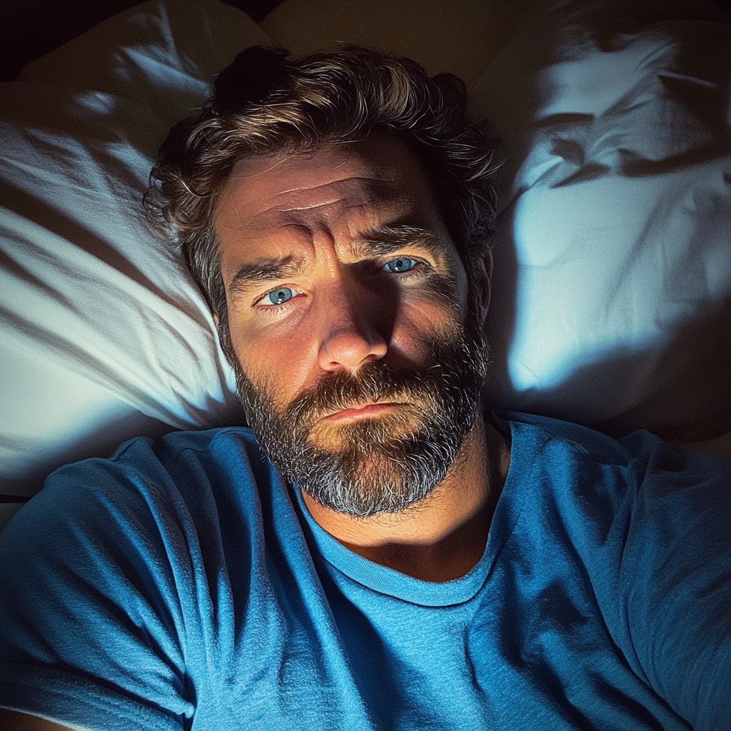 A man laying in bed | Source: Midjourney