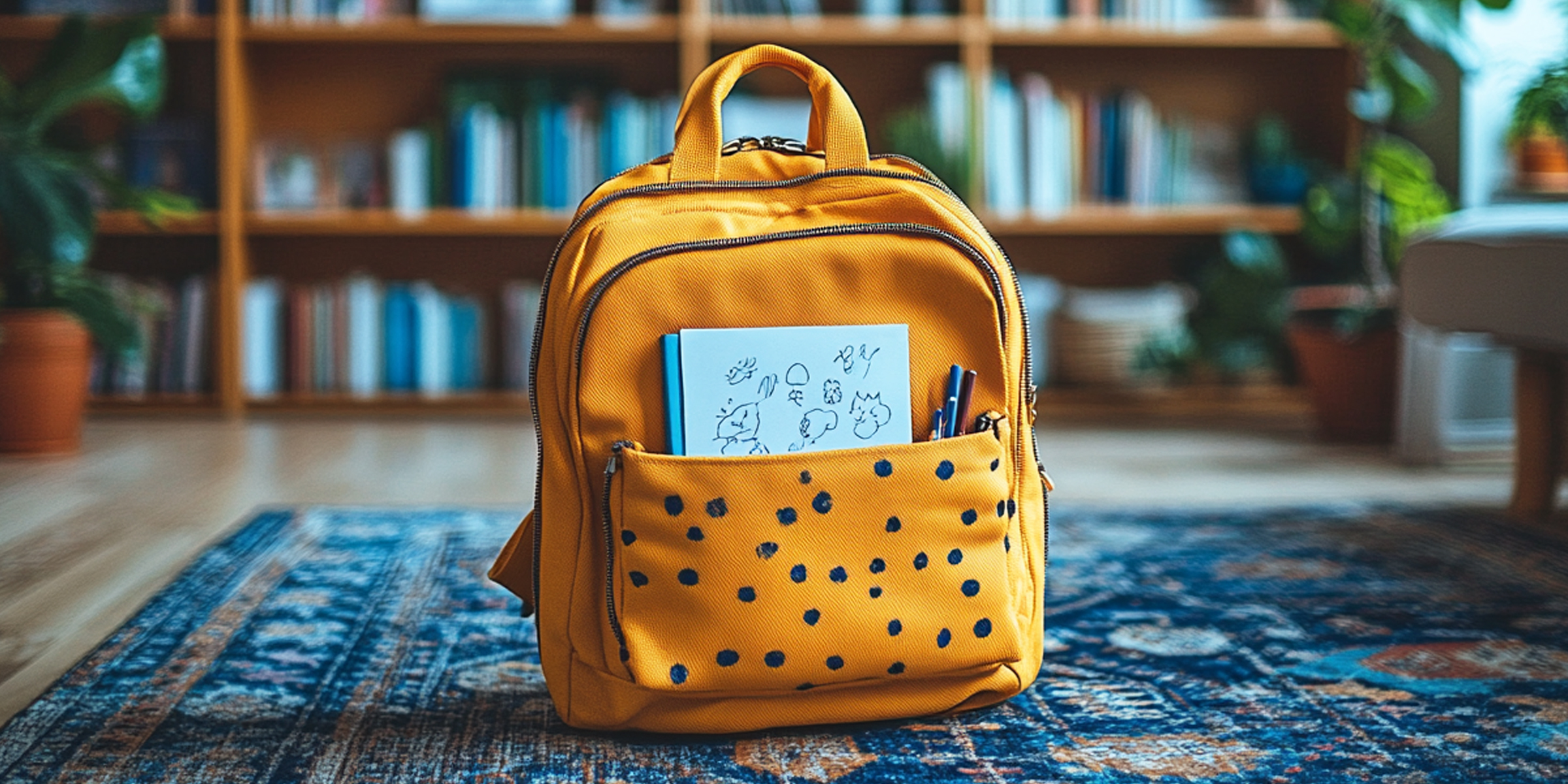 A child's backpack with a drawing | Source: Amomama