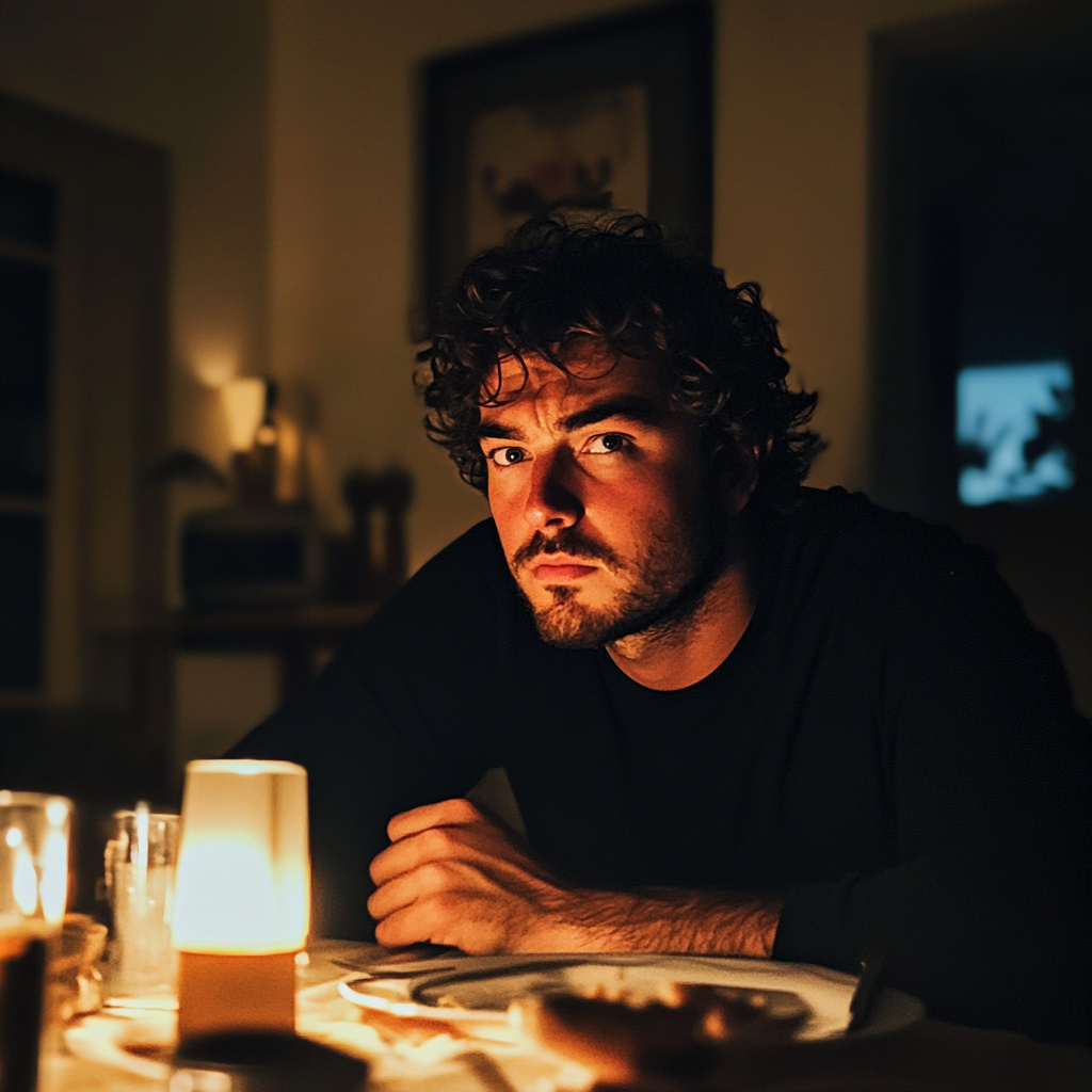 A man sitting at a table | Source: Midjourney