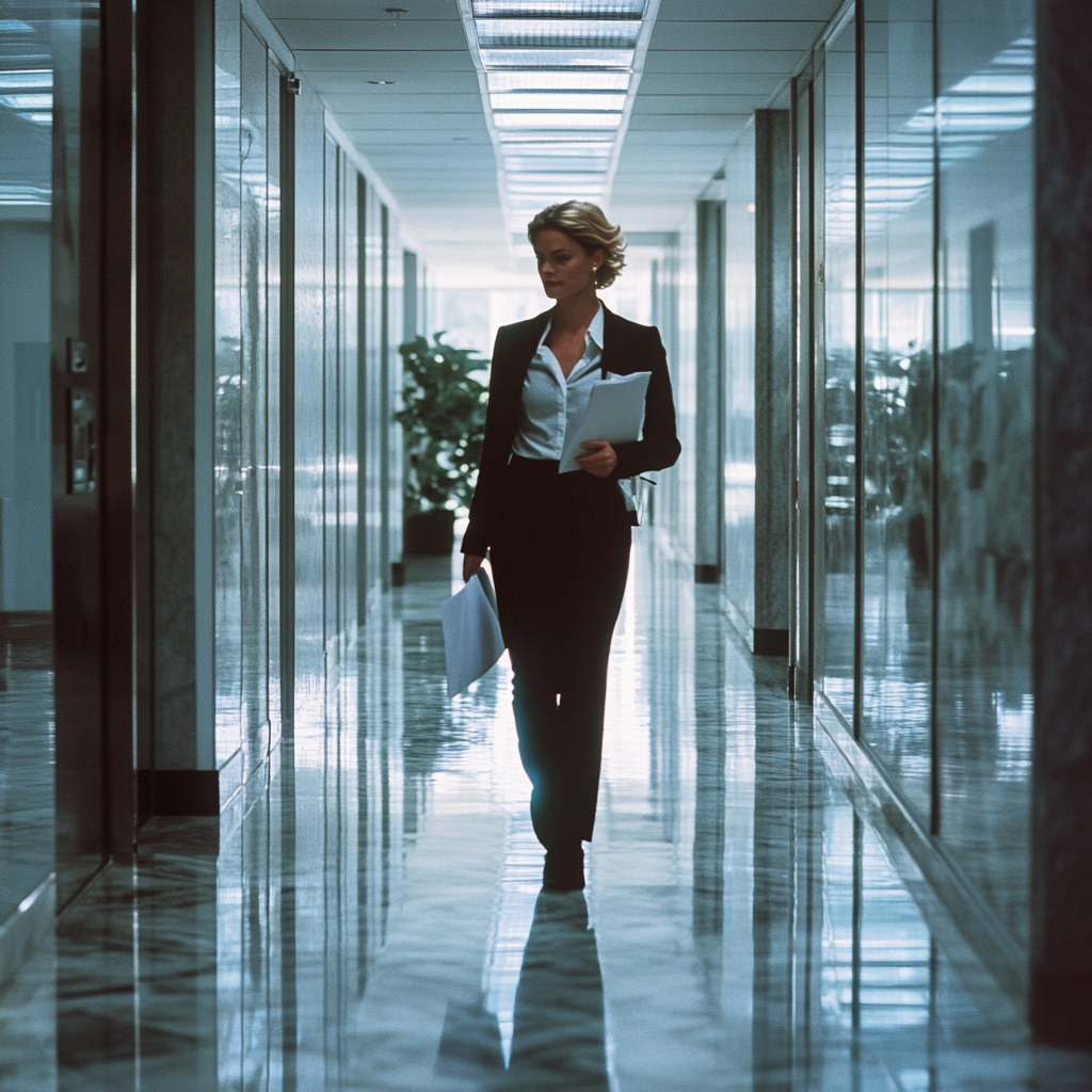 A woman walking in her office | Source: Midjourney