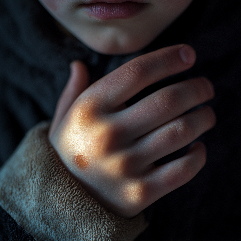 Close-up shot of a birthmark on a boy's hand | Source: Midjourney