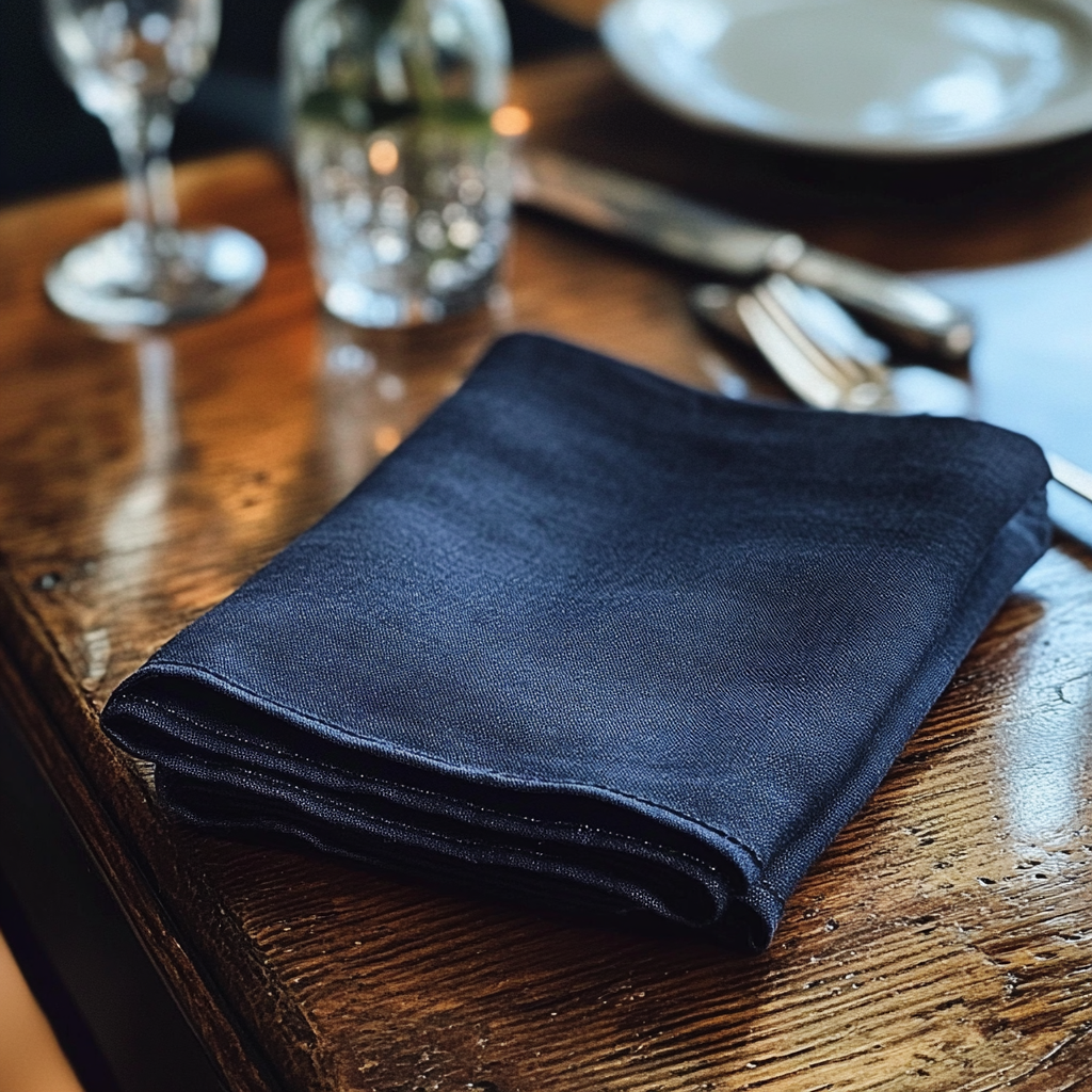 A blue linen napkin | Source: Midjourney