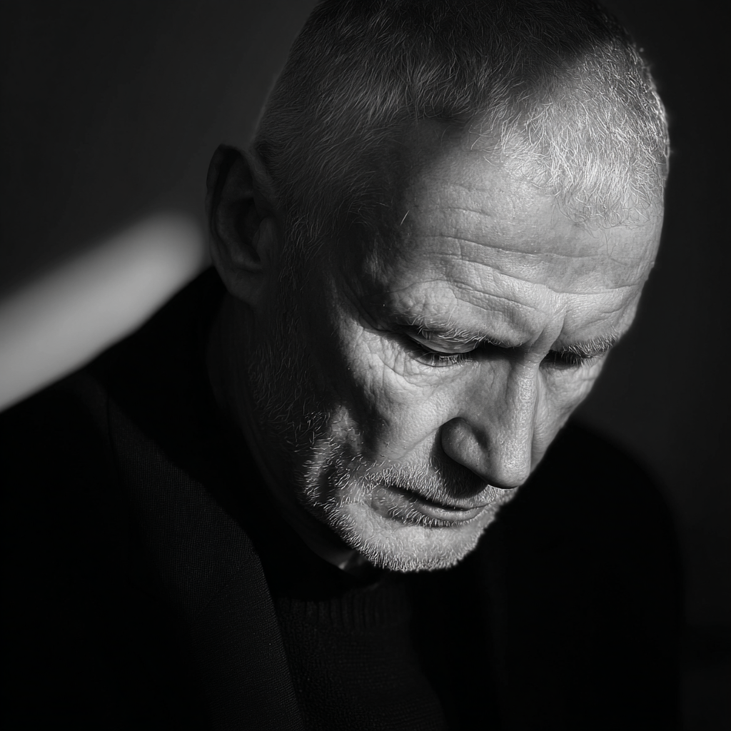 An older man wearing black | Source: Midjourney