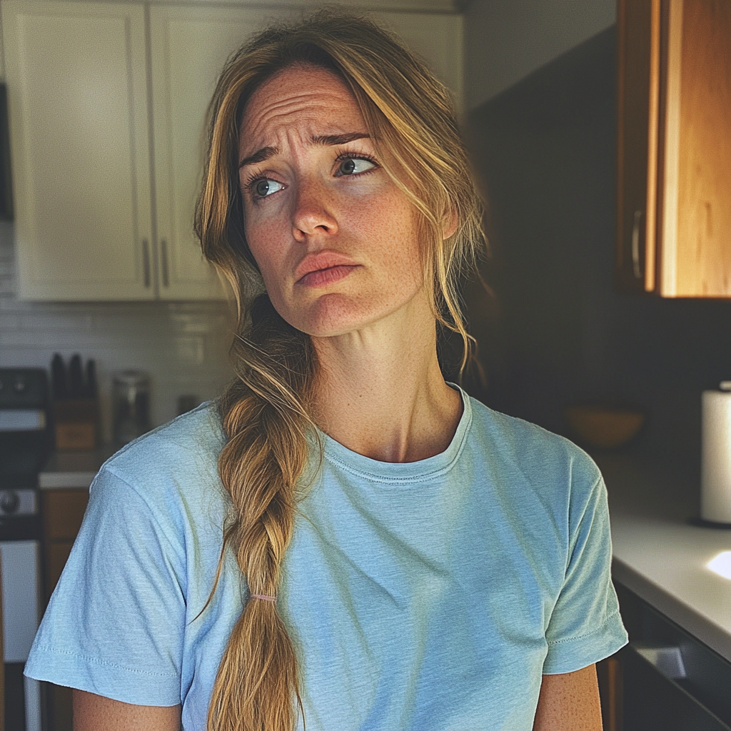 A close up of an upset woman | Source: Midjourney