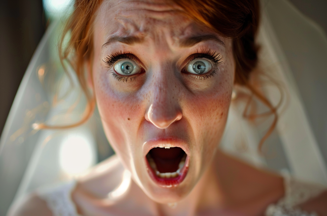 A bride screaming | Source: Midjourney