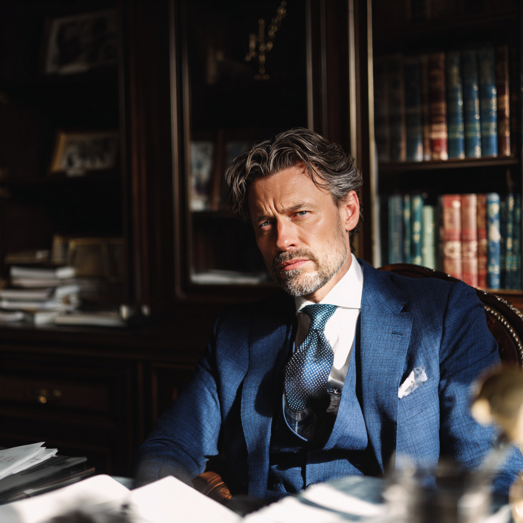 A frowning man wearing a suit | Source: Midjourney