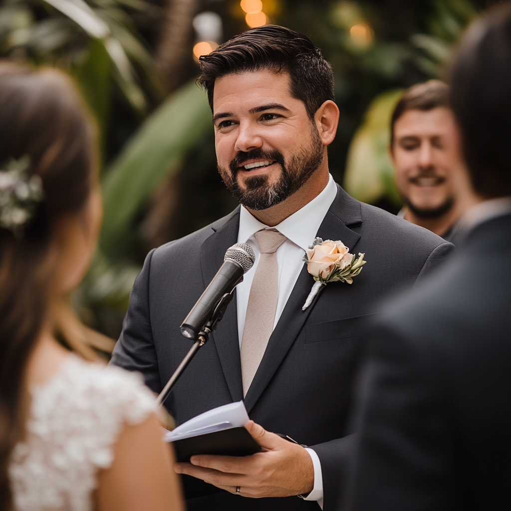 An officiator at a wedding | Source: Midjourney