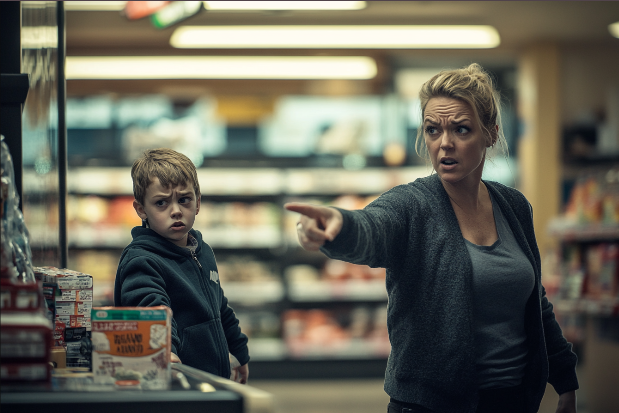 A woman yelling in a grocery store | Source: Midjourney