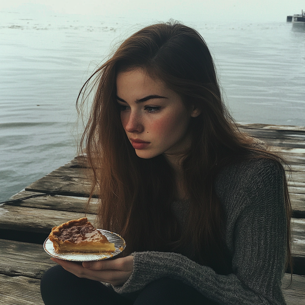 A woman sitting on a dock | Source: Midjourney