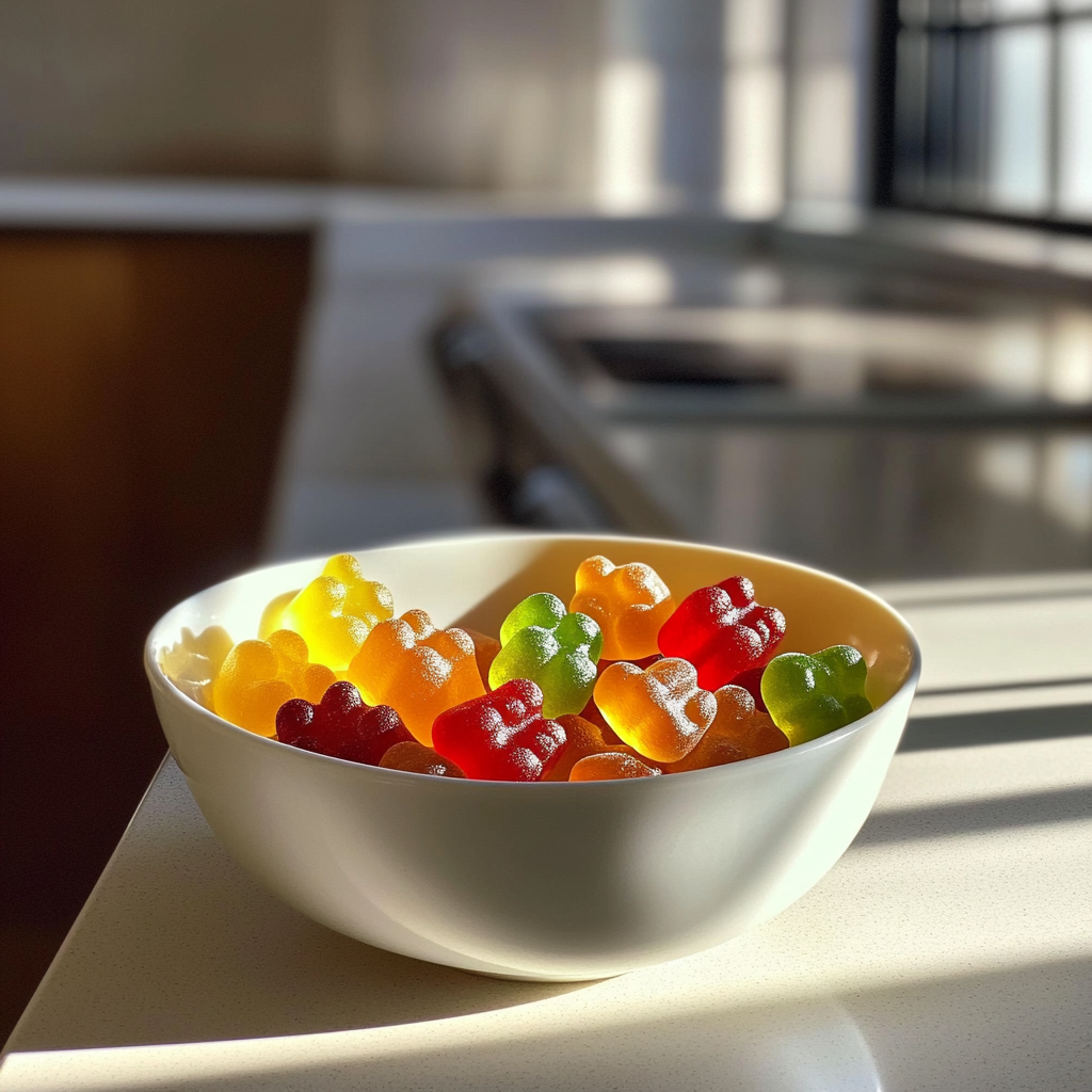 A bowl of candy on a table | Source: Midjourney
