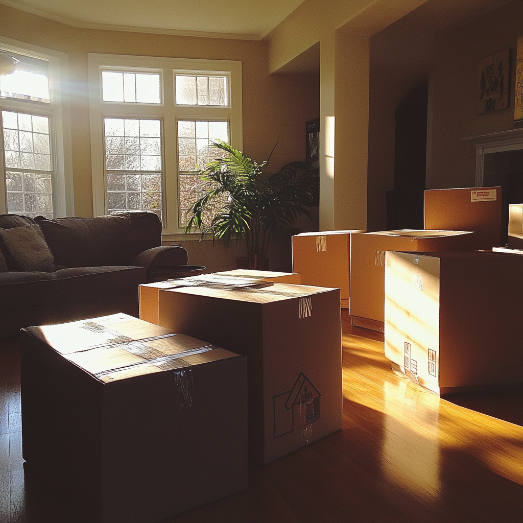 Boxes in a living room | Source: Midjourney