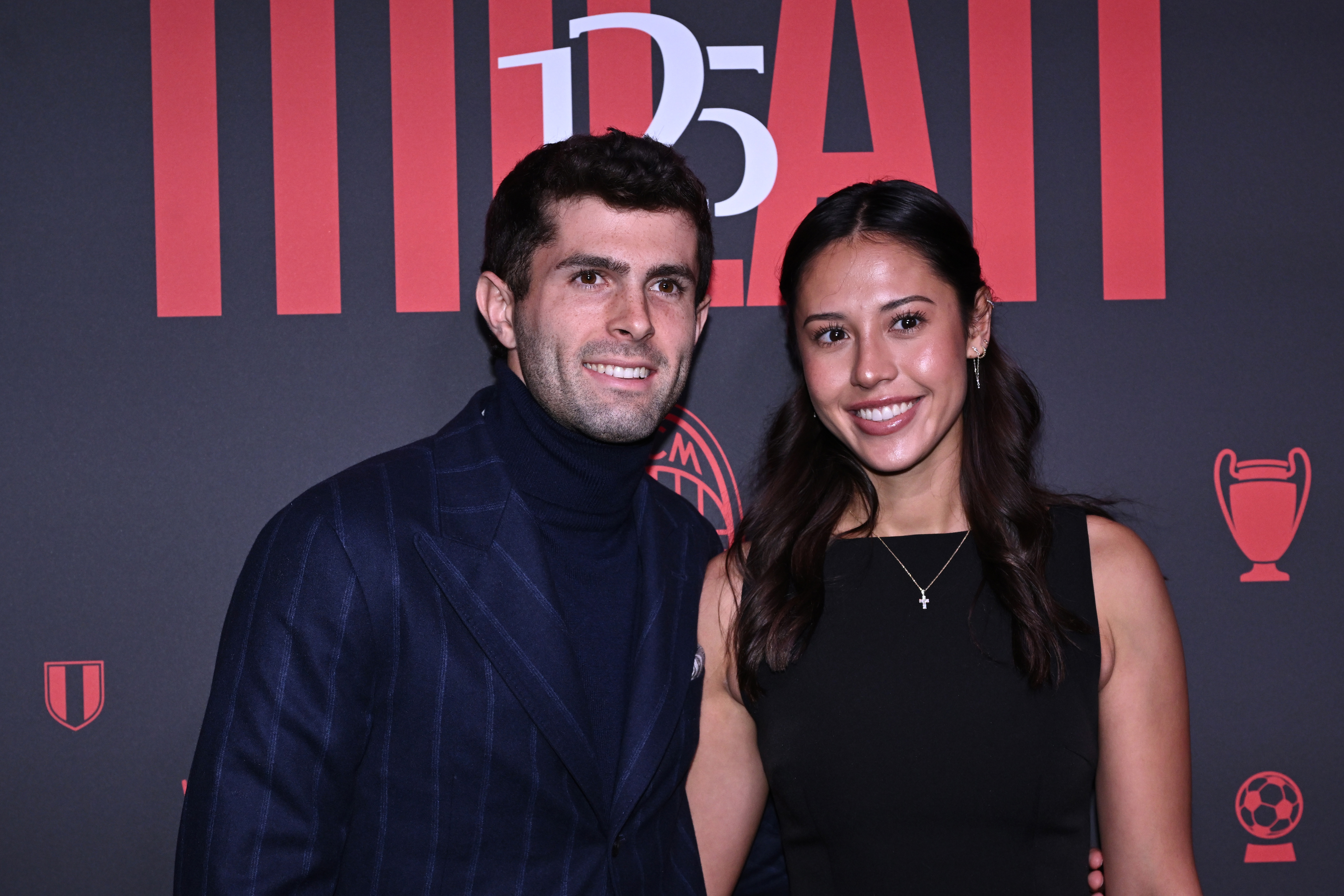 Christian Pulisic and Alexa Melton during the AC Milan 125 Years Party at Armani Silos on December 16, 2024, in Milan, Italy. | Source: Getty Images