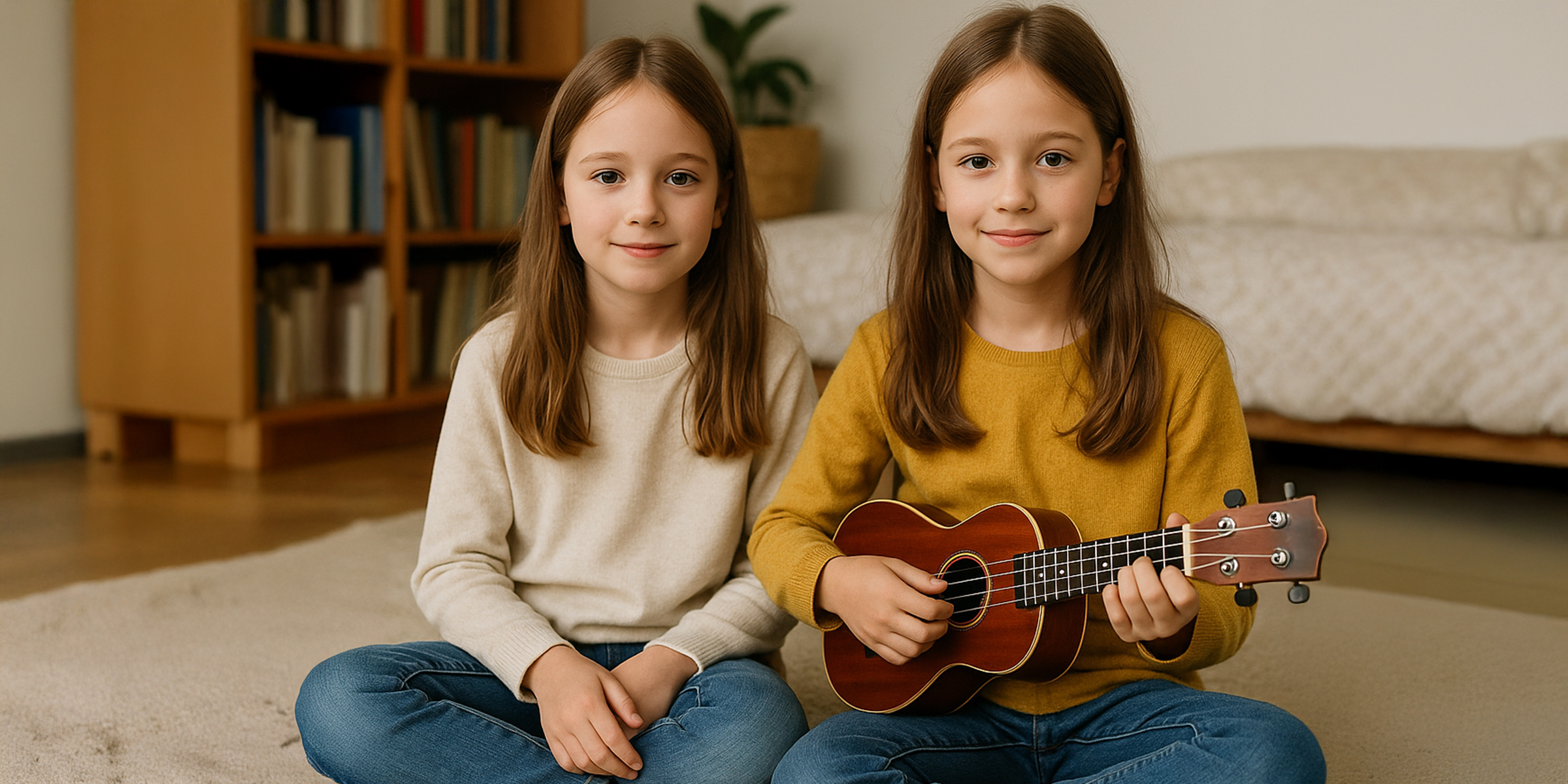 Twin girls in a room | Source: Sora