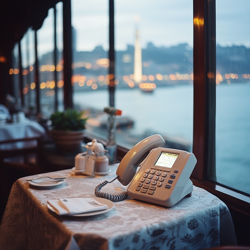 A phone at a fancy restaurant | Source: Midjourney