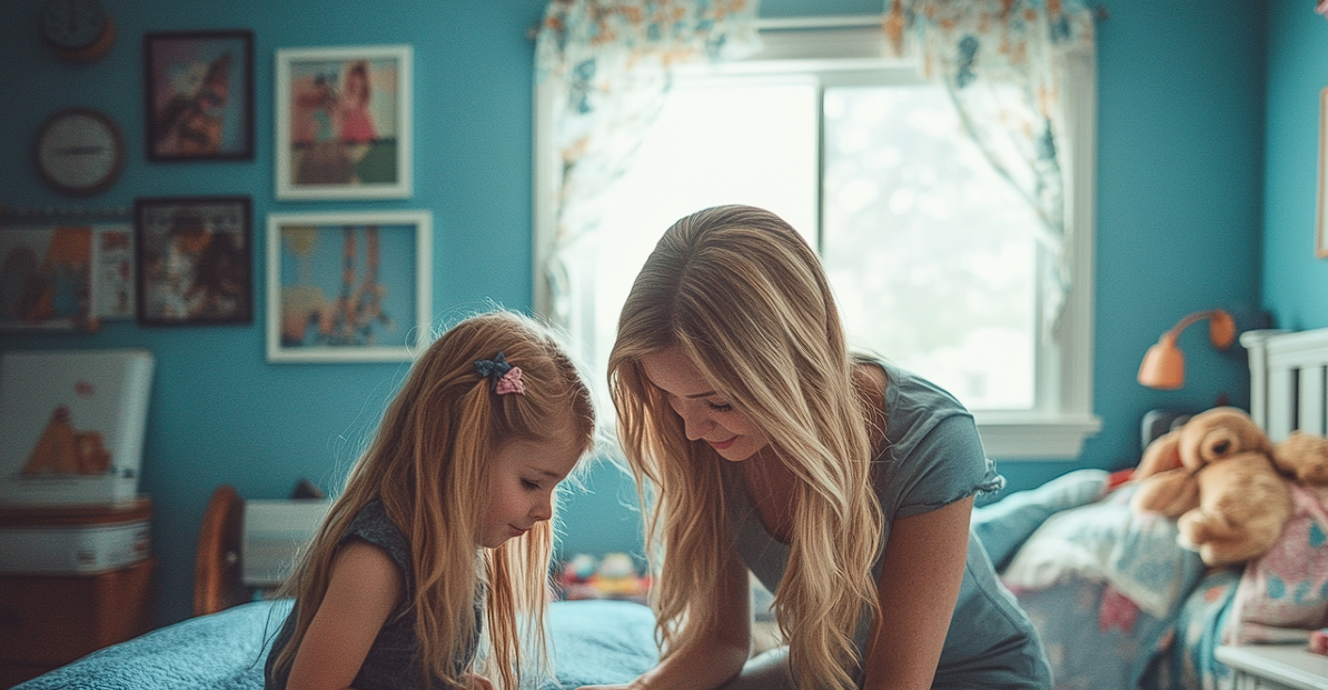 A woman playing with her daughter | Source: Midjourney