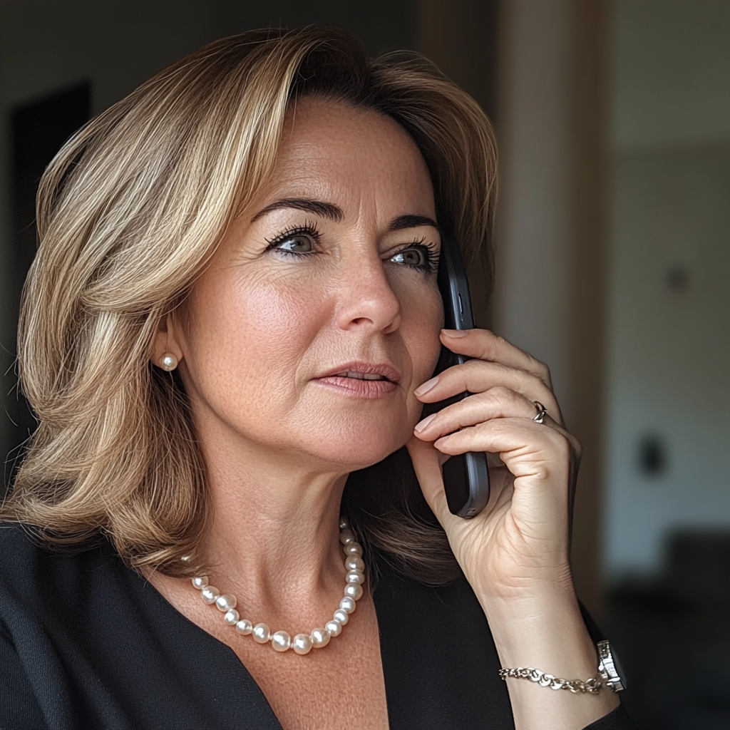 A woman talking on the phone | Source: Midjourney