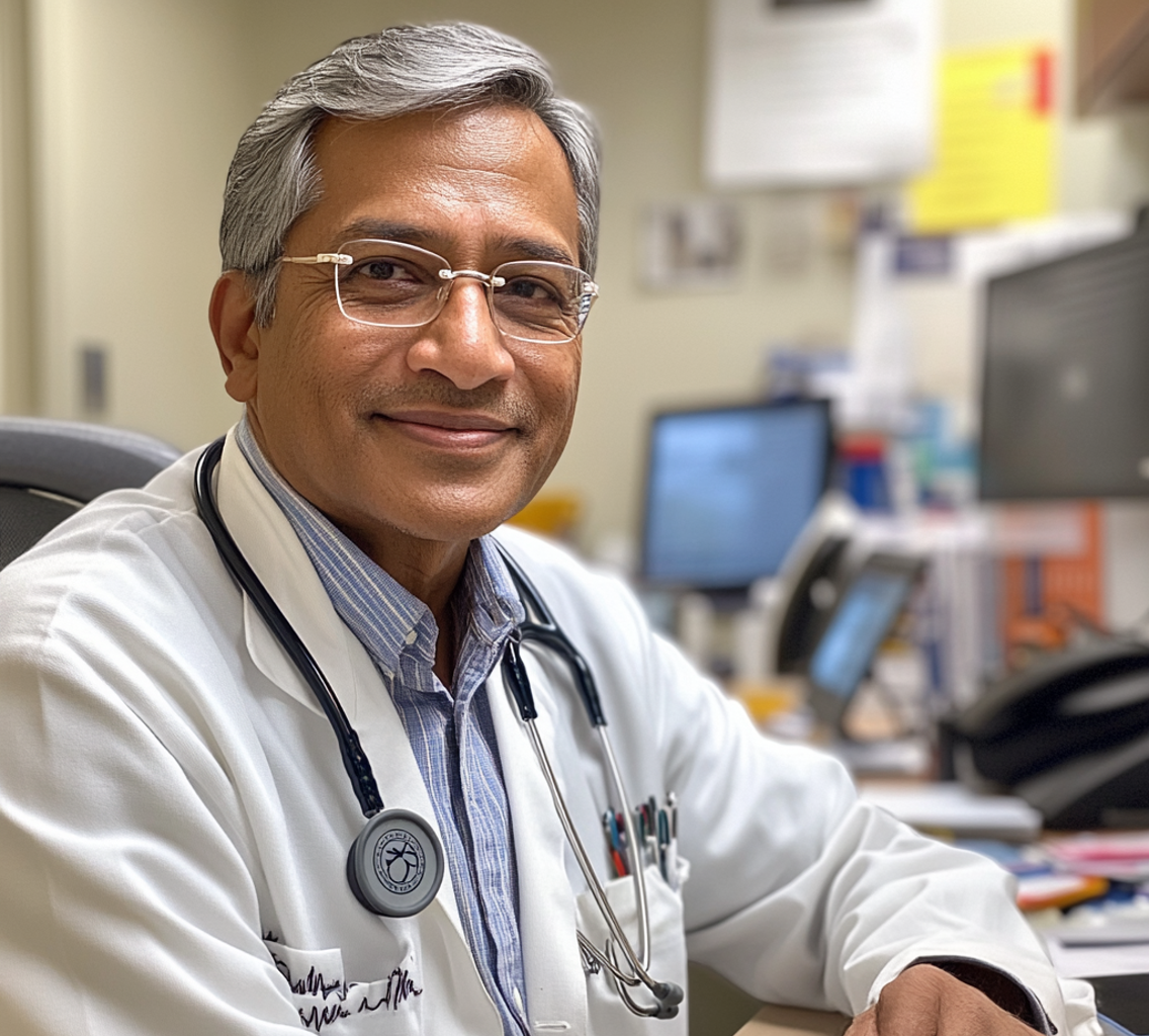 A doctor sitting at his desk | Source: Midjourney