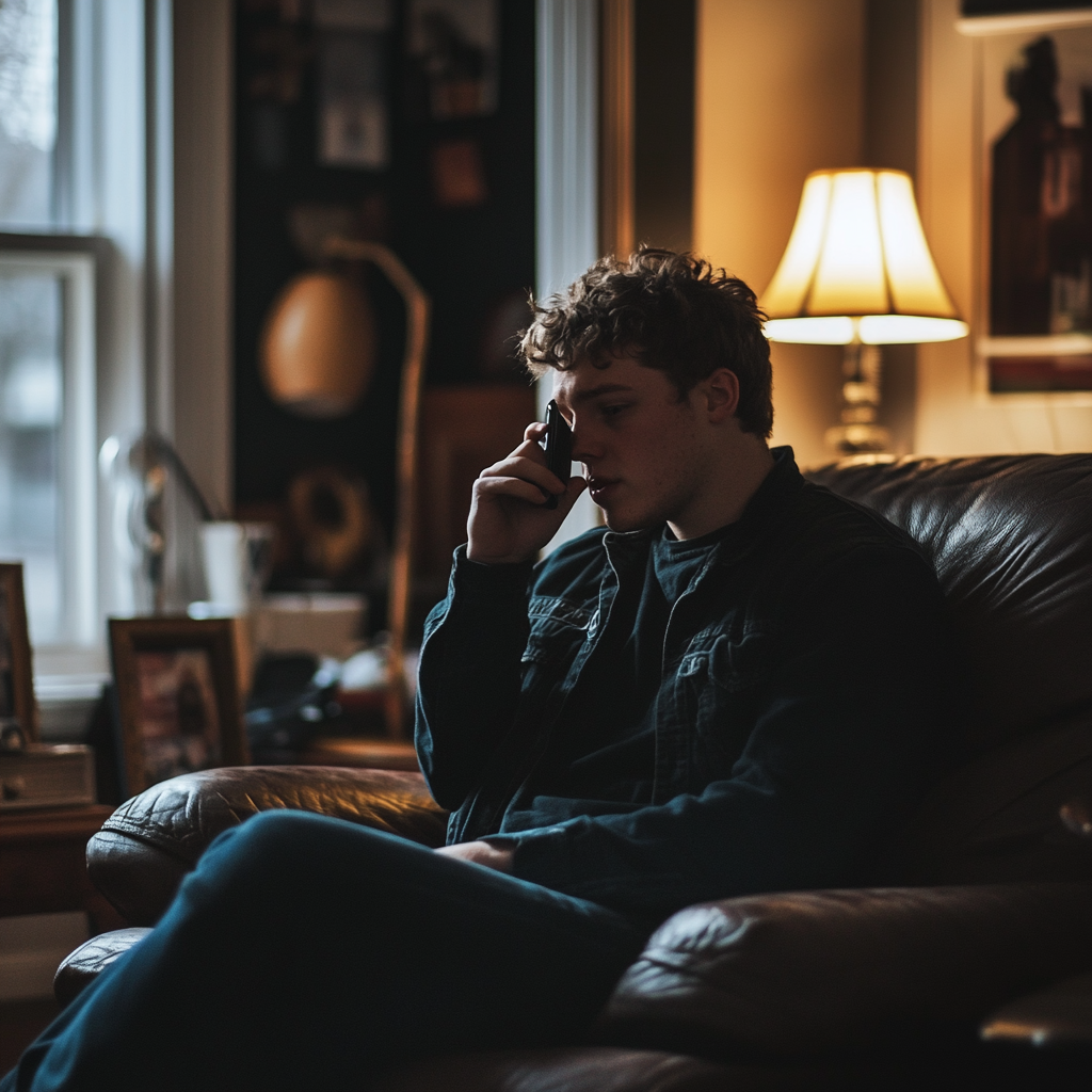 A nervous man talking on the phone | Source: Midjourney