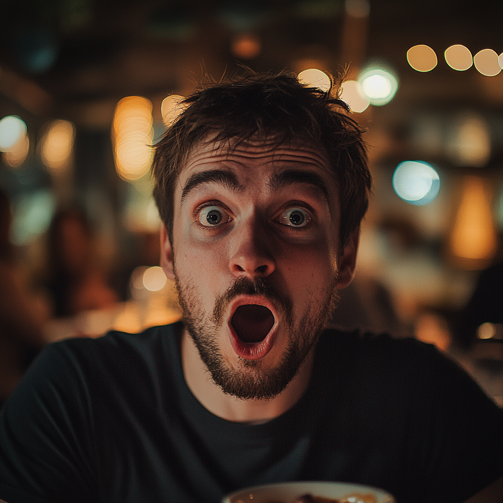 A shocked man in a restaurant | Source: Midjourney