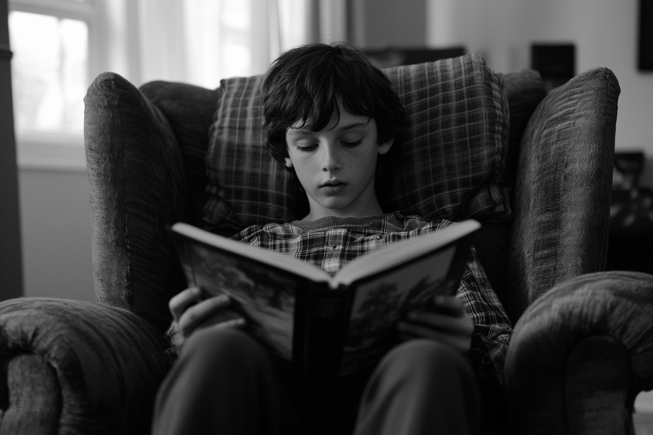 A teen boy reading a book | Source: Midjourney