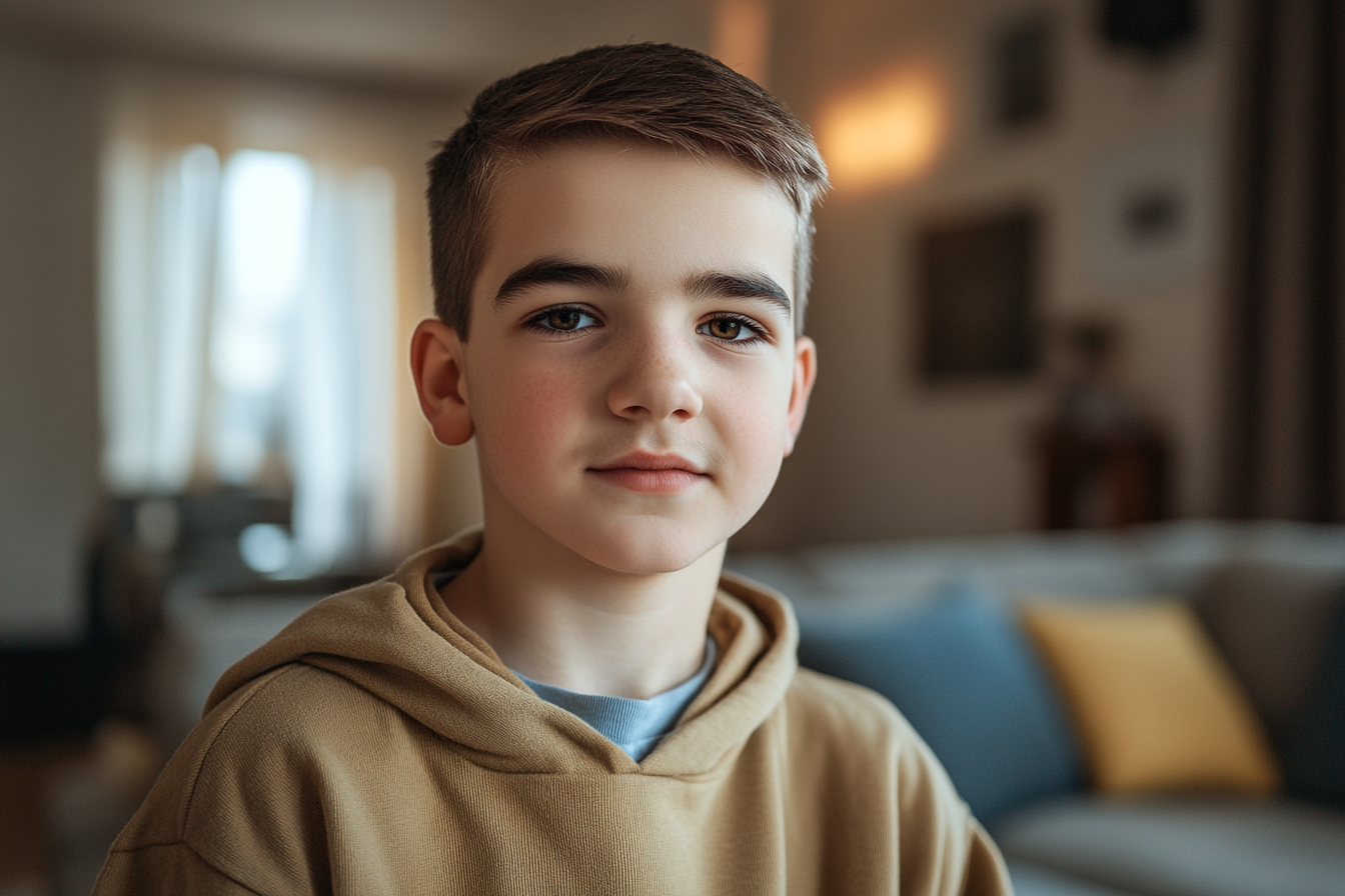 A boy looking straight ahead and smiling | Source: Midjourney