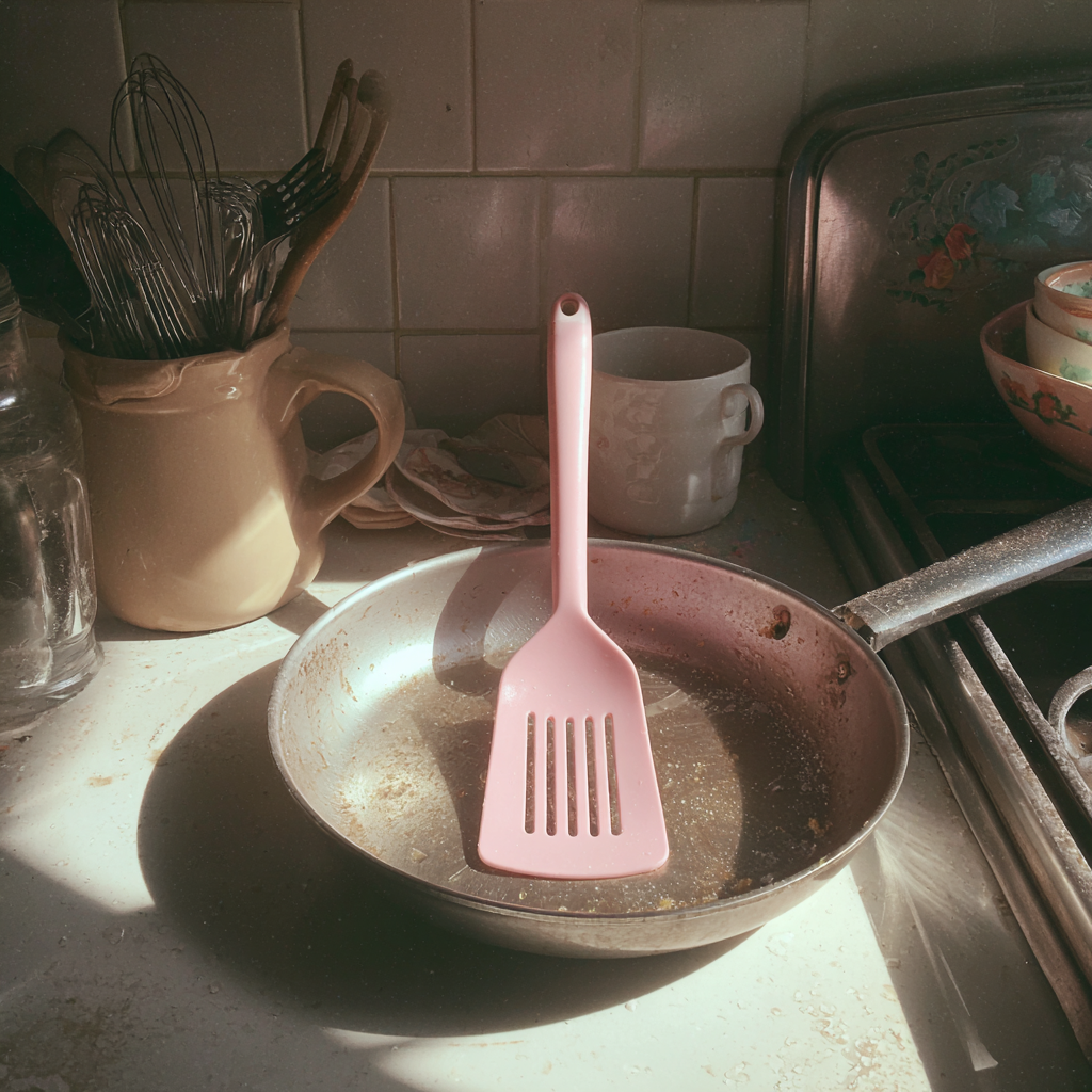 A pink spatula in a pan | Source: Midjourney