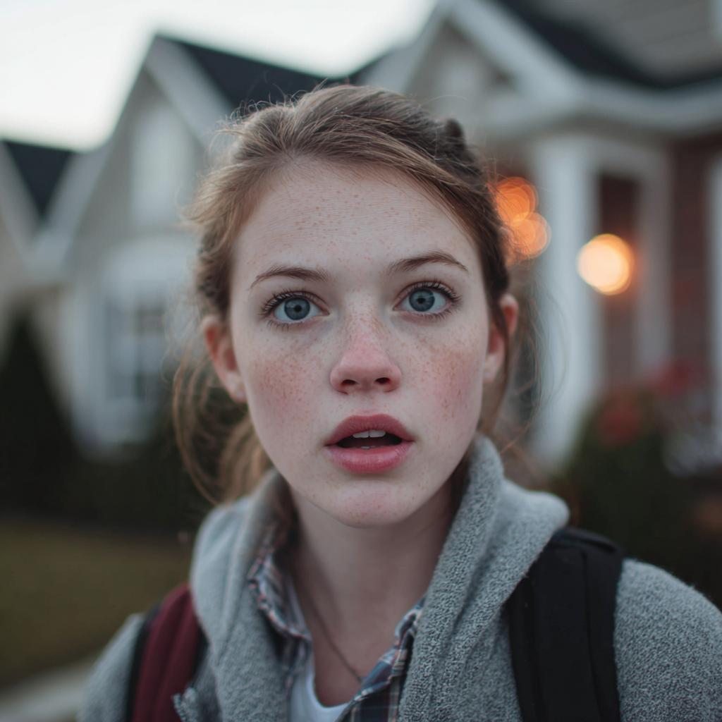 A shocked young woman | Source: Midjourney
