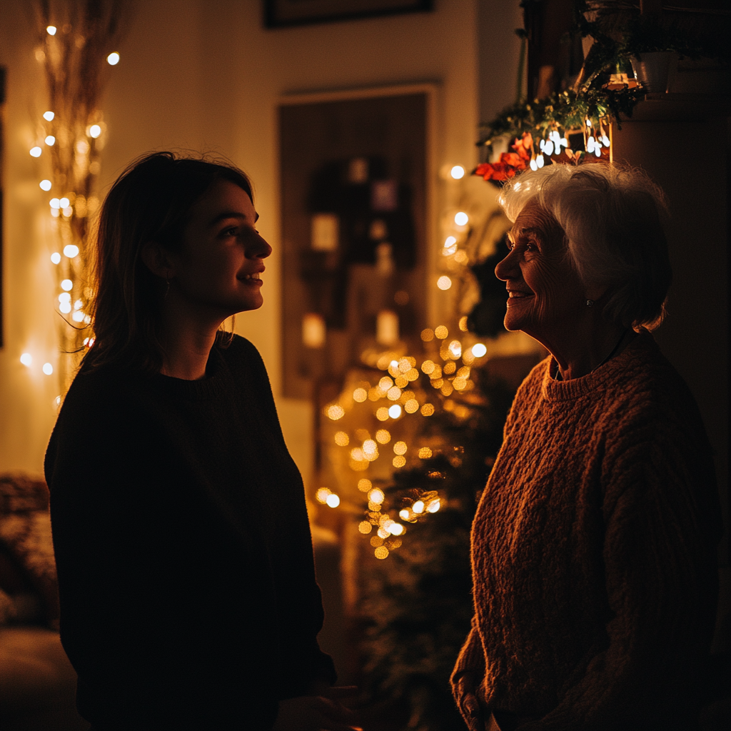 A woman talking to her grandmother | Source: Midjourney