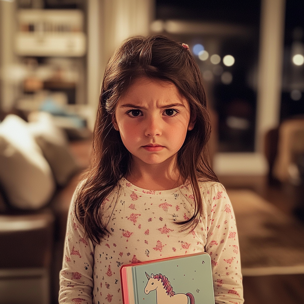 A little girl holding a notebook | Source: Midjourney