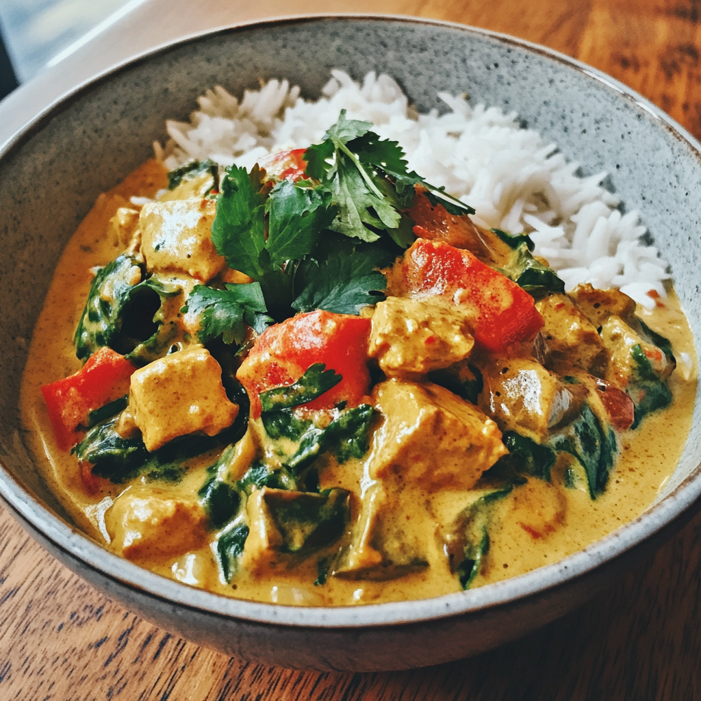 A bowl of vegan curry and rice | Source: Midjourney