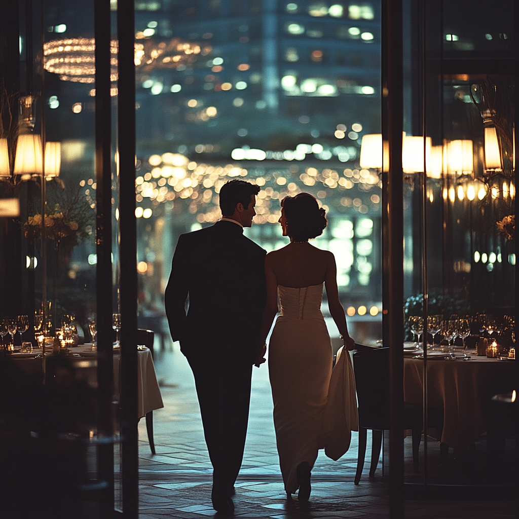 A couple walking and talking | Source: Midjourney