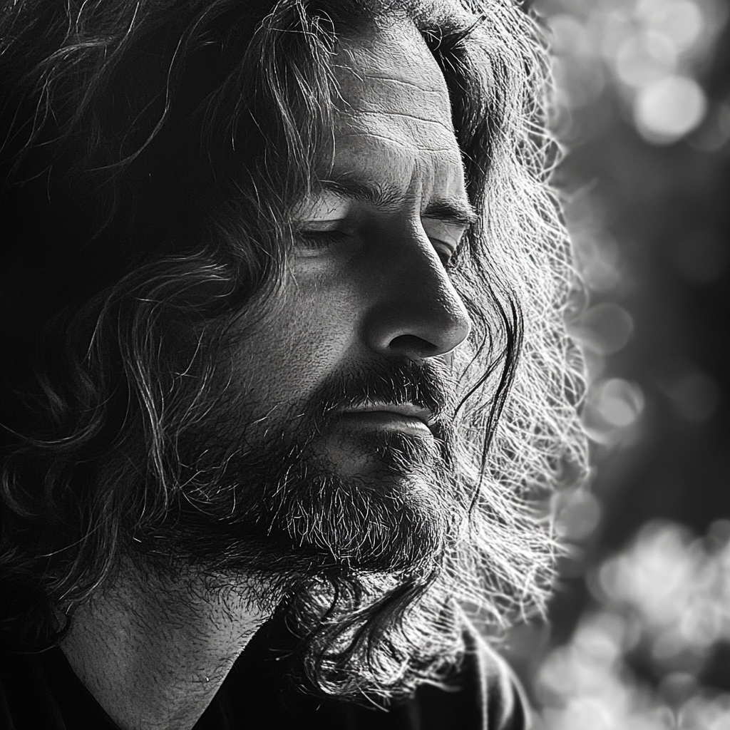 A melancholic man with closed eyes | Source: Midjourney