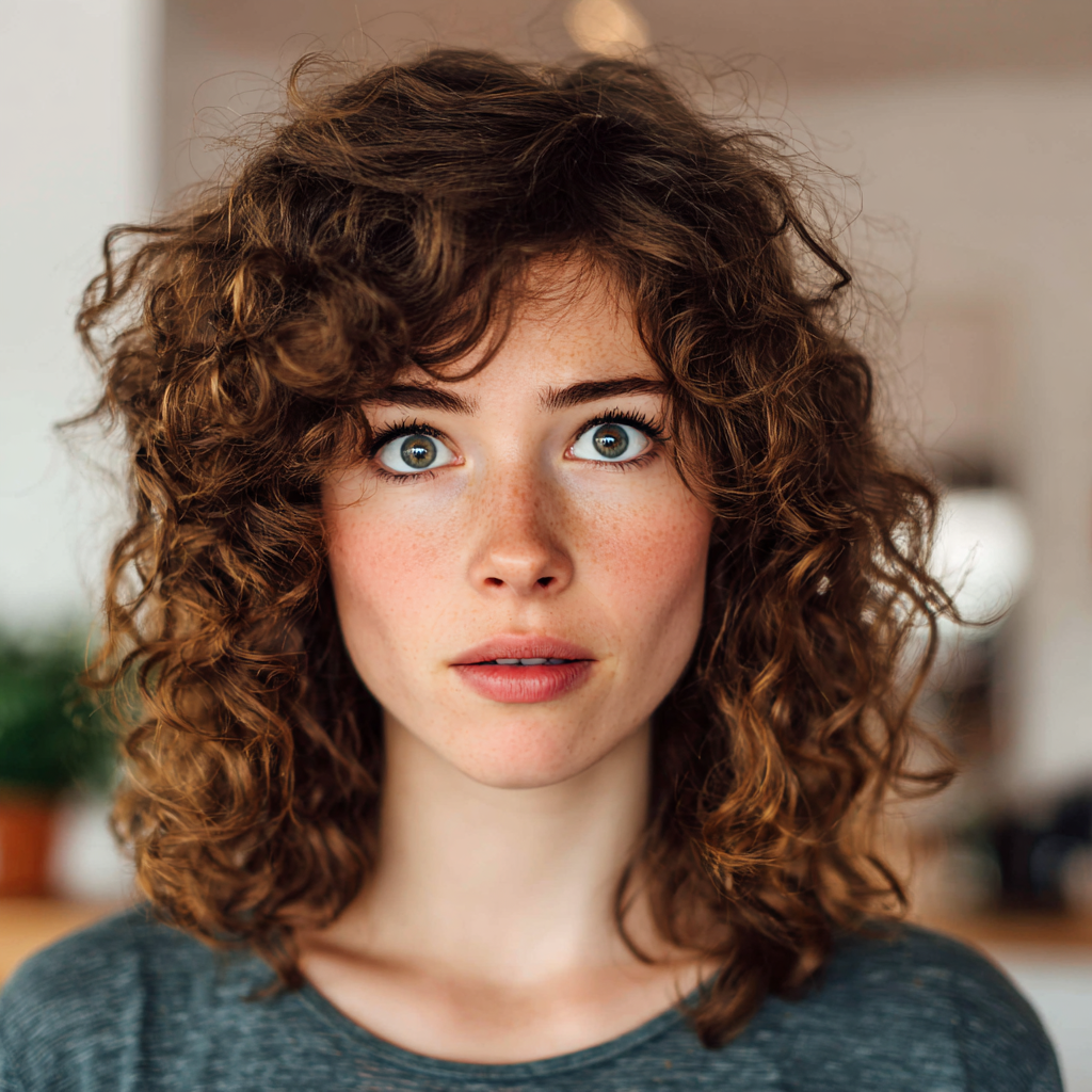 A woman seems a bit startled while looking at someone | Source: Midjourney