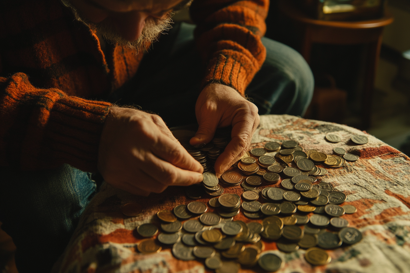 Close up of a man's hands counting out spare change | Source: Midjourney